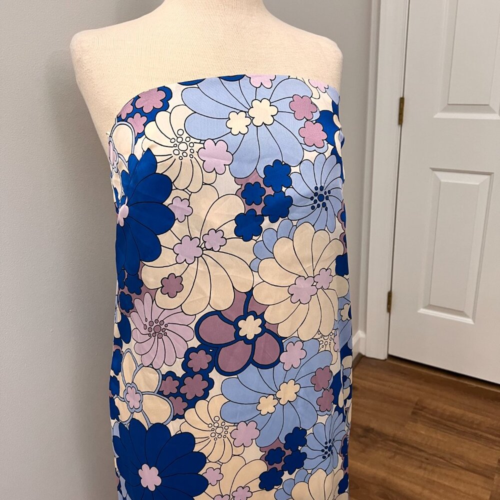 NEW Zara Retro Mod Floral Satin Effect Strapless Midi Dress Sz L - Picture 11 of 15